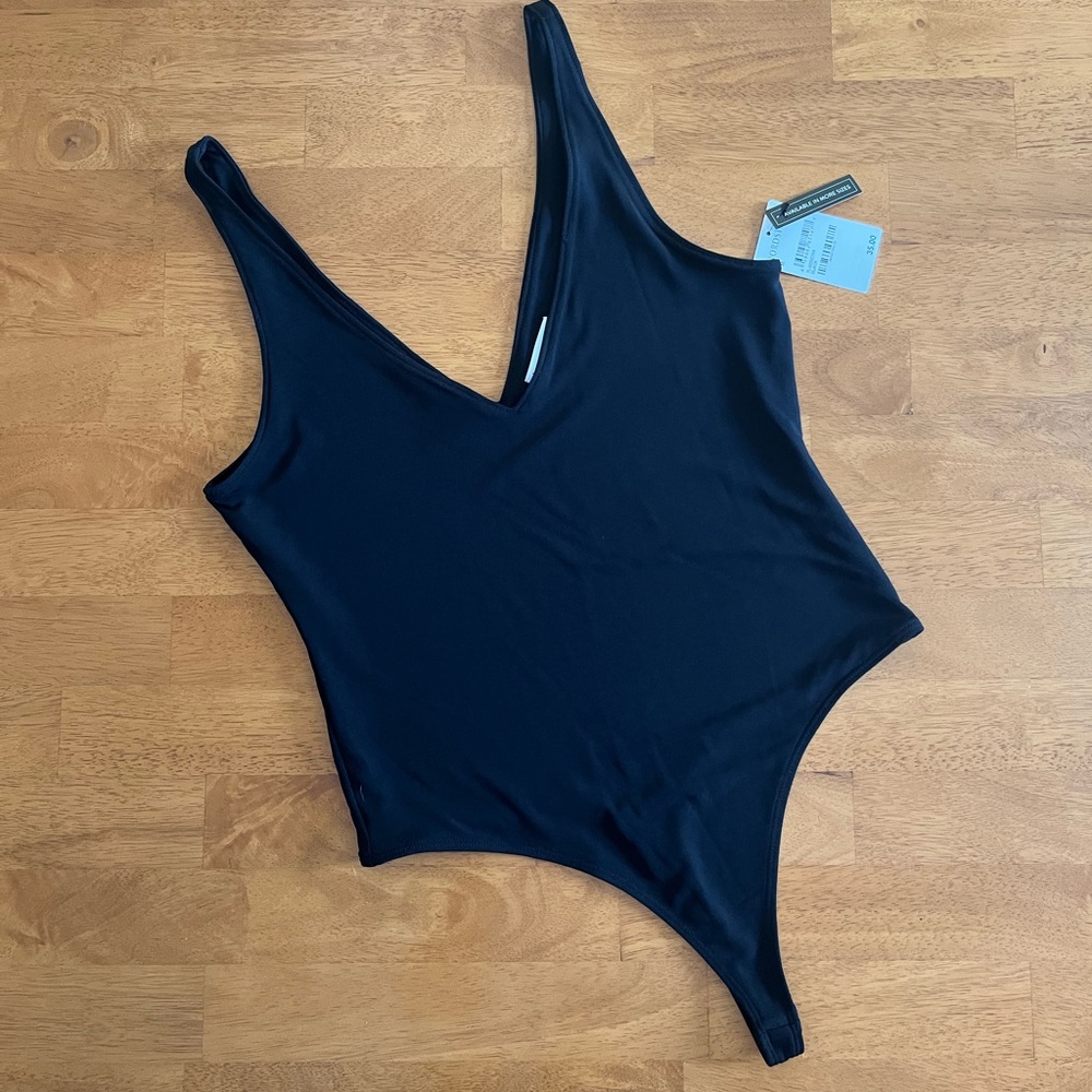 Leith Double V Neck Black Bodysuit - NWT